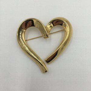 MONET Signed Gold Tone Heart Brooch